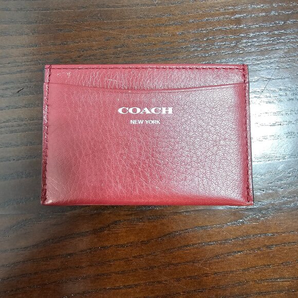 Coach Card Case Leather Red - Picture 1 of 2